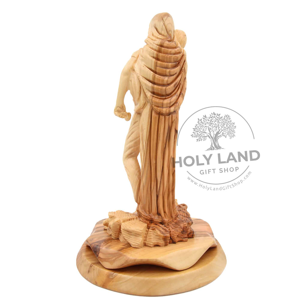 
                  
                    Load image into Gallery viewer, Hand Carved Olive Wood Forgiveness Statue Back View
                  
                
