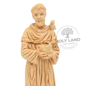 
                  
                    Load image into Gallery viewer, Hand carved St. Francis Statue in Jerusalem Olive Wood
                  
                