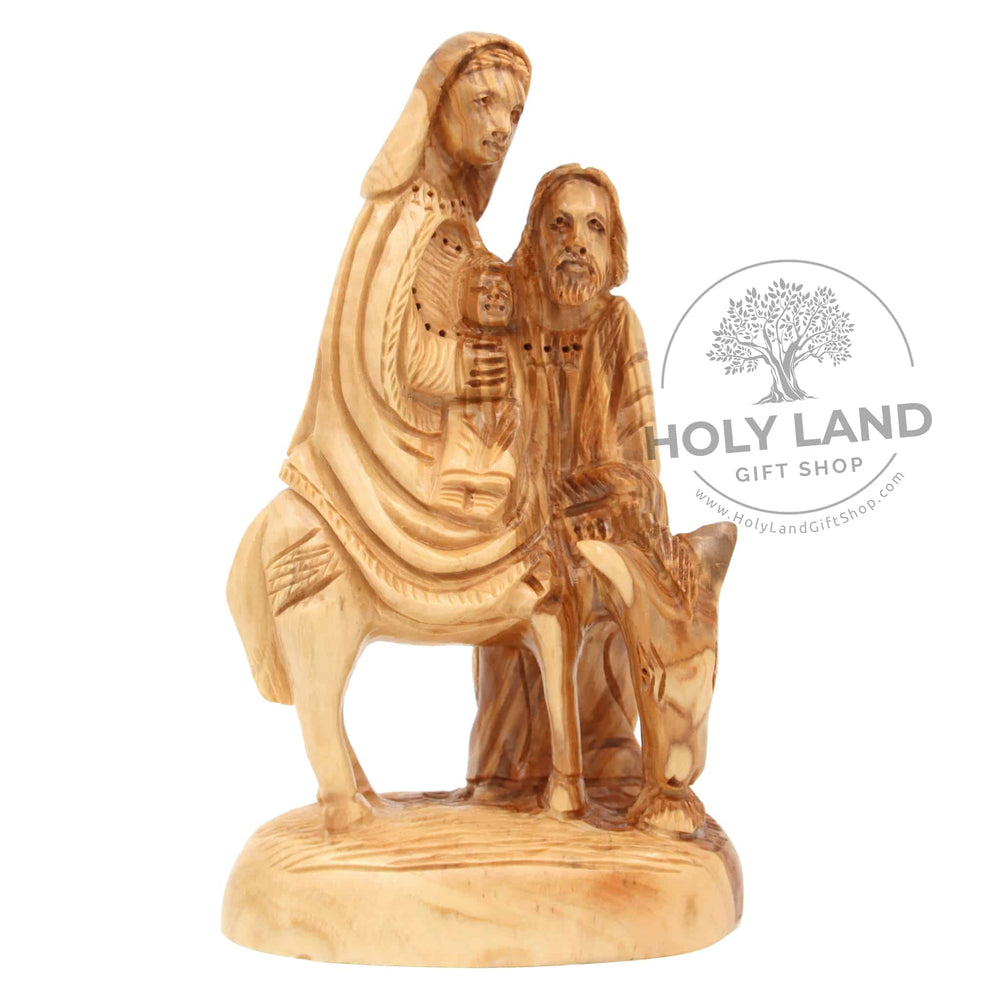 
                  
                    Load image into Gallery viewer, Olive wood Handicraft of Flight into Egypt Bethlehem Statue Front View
                  
                