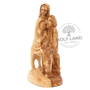 
                  
                    Load image into Gallery viewer, Olive wood Handicraft of Flight into Egypt Bethlehem Statue Side View
                  
                