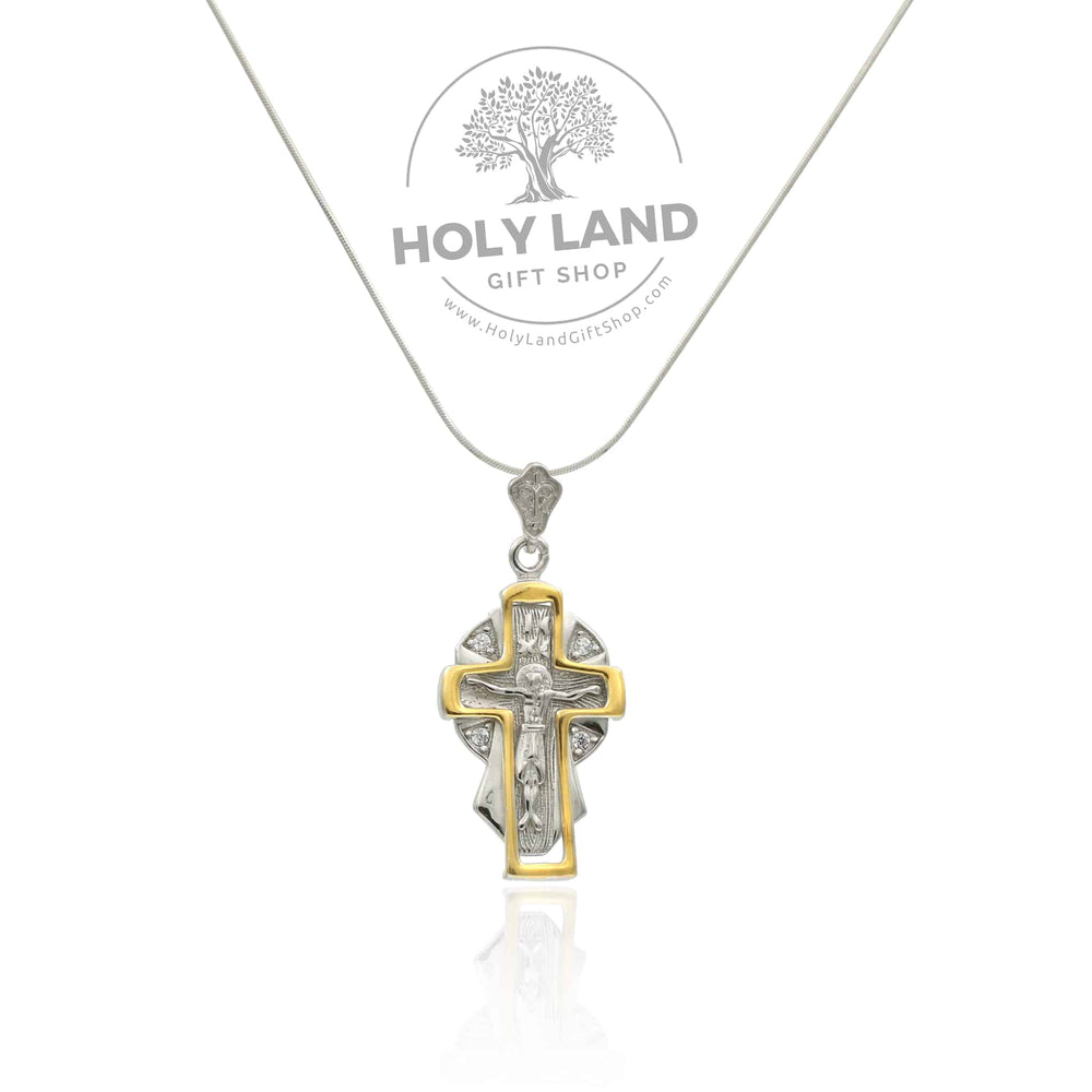 Handmade Gold-Plated Sterling Silver Crucifix from the Holy Land