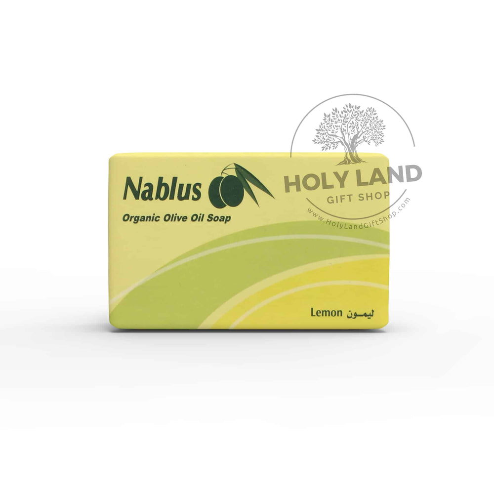 
                  
                    Load image into Gallery viewer, Handmade Lemon Organic Olive Oil Soap from the Holy Land Packaged View
                  
                