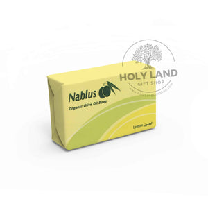 
                  
                    Load image into Gallery viewer, Handmade Lemon Organic Olive Oil Soap from the Holy Land Packaged Side View
                  
                