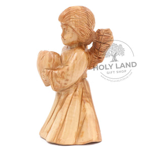 
                  
                    Load image into Gallery viewer, Heart Angel Carved in Bethlehem Olive Wood from the Holy Land Side View
                  
                