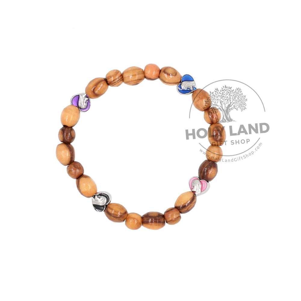 Heart Shaped Corded Bracelet of Olive Wood from the Holy Land