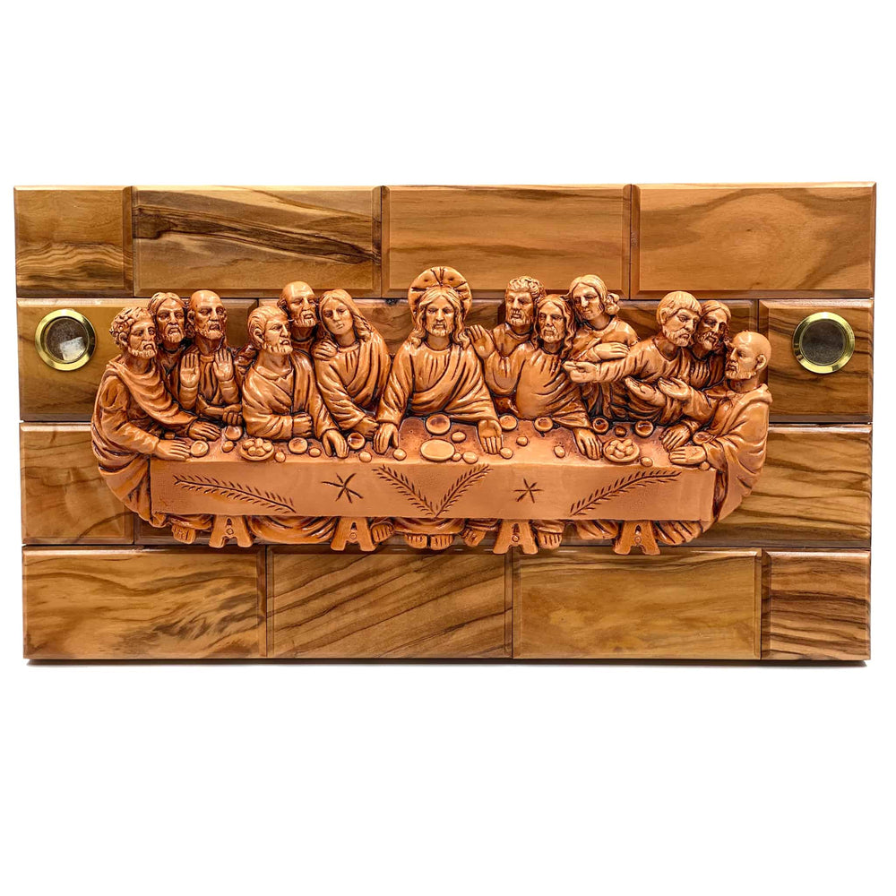 Holy Elements Last supper Olive Wood Plaque Front