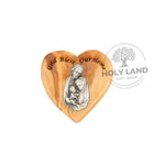 Holy Family Heart Magnet of Bethlehem Olive Wood
