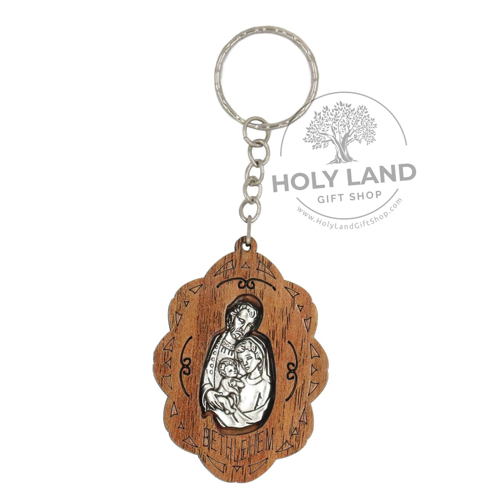 Holy Family Keychain in Holy Land Olive Wood