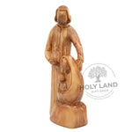 Abstract Holy Family with Lantern Carved in Olive Wood Front View