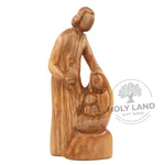 Abstract Holy Family with Lantern Carved in Olive Wood Right Side View