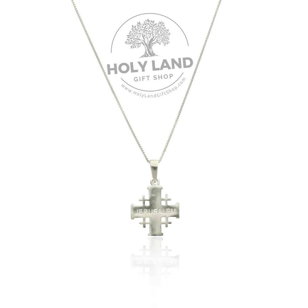 Medium Handmade Sterling Silver Jerusalem Cross Pendant from the Holy Land Front View