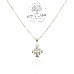 
                  
                    Load image into Gallery viewer, Medium Handmade Sterling Silver Jerusalem Cross Pendant from the Holy Land Front View
                  
                