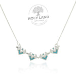 Opened Handmade Jerusalem Cross with Two-Way Design in Turquoise from the Holy Land
