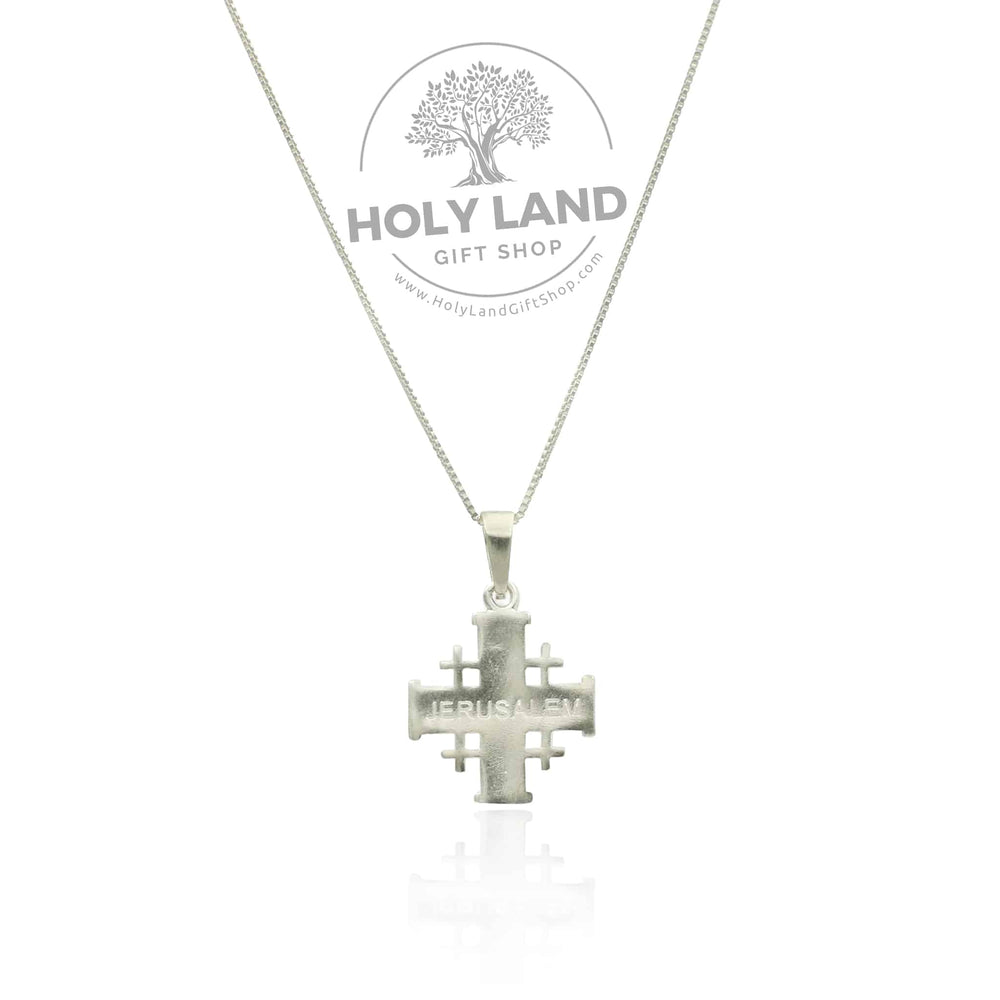 
                  
                    Load image into Gallery viewer, Jerusalem Style Cross Pendant in Sterling Silver from the Holy Land Back View
                  
                