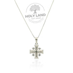 Jerusalem Style Cross Pendant in Sterling Silver from the Holy Land Front View