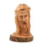 Jesus Head Hand Carved from Bethlehem Olive Wood from the Holy Land Front View