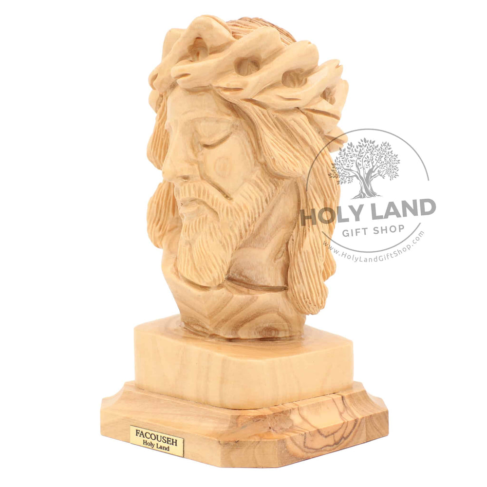 
                  
                    Load image into Gallery viewer, Jesus Head in Carved Bethlehem Olive Wood from the Holy Land Side View
                  
                