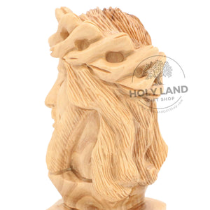 
                  
                    Load image into Gallery viewer, Jesus Head in Carved Bethlehem Olive Wood from the Holy Land Back View
                  
                