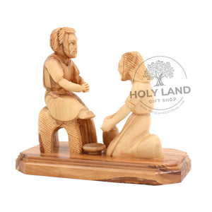 
                  
                    Load image into Gallery viewer, Jesus washing feet olive wood statue from the Holy Land
                  
                
