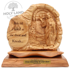 
                  
                    Load image into Gallery viewer, Christ at the Door Bethlehem Olive Wood Handcrafted Statue Front View
                  
                