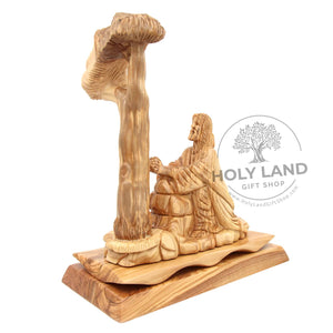 
                  
                    Load image into Gallery viewer, Jesus prays at the Mount of Olives Hand Carved Olive Wood Statue Side View
                  
                