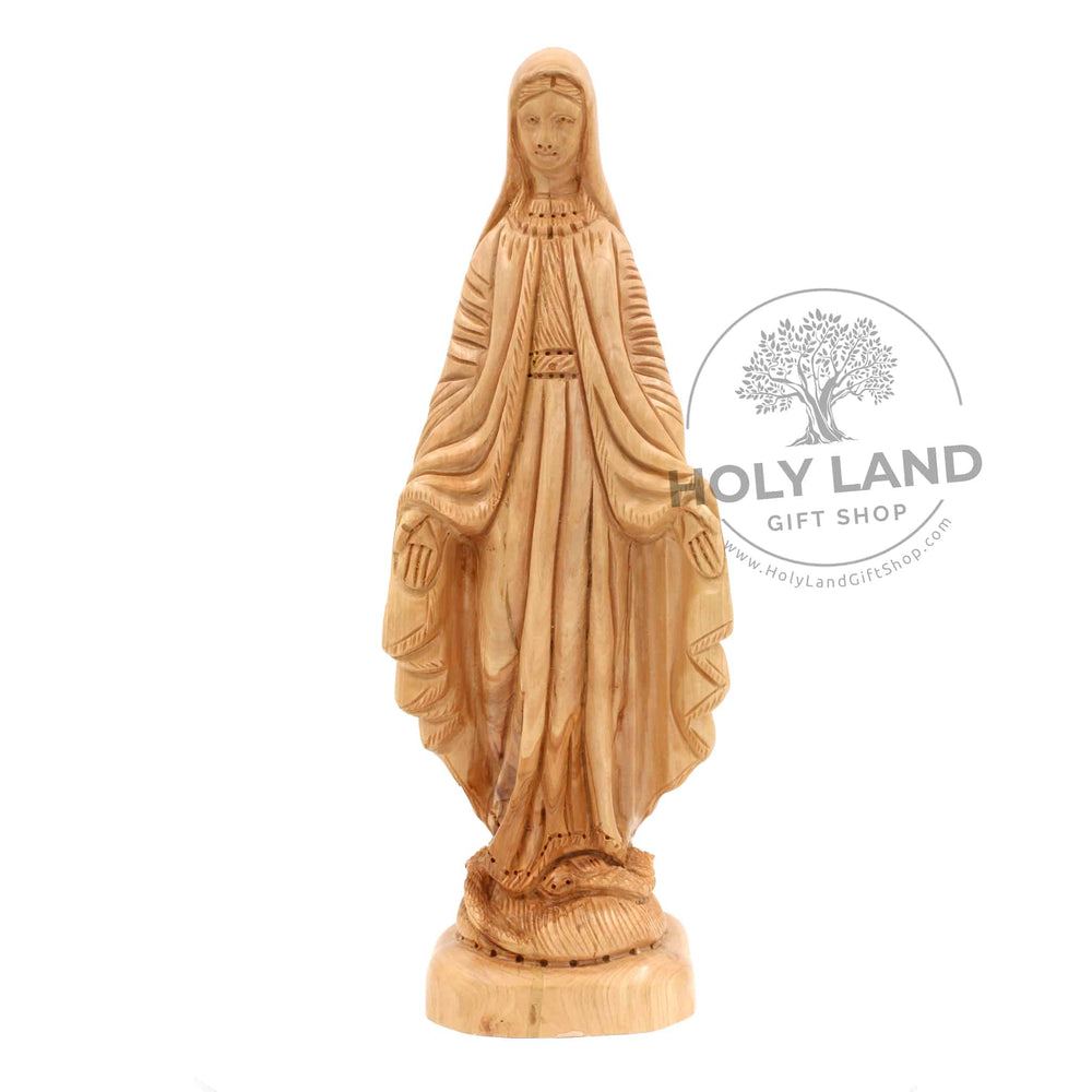 Lady of Immaculate Conception Bethlehem Olive Wood Statue from the Holy Land Front View