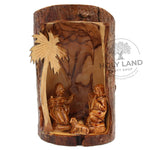 Lamb of God Olive Wood Manger Scene Carving from the Holy Land Front View