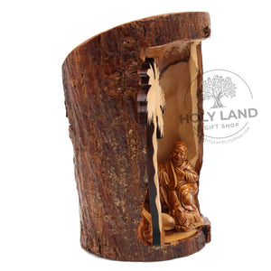 
                  
                    Load image into Gallery viewer, Lamb of God Olive Wood Manger Scene Carving from the Holy Land Side View
                  
                