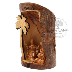 
                  
                    Load image into Gallery viewer, Lamb of God Olive Wood Manger Scene Carving from the Holy Land Right Side View
                  
                