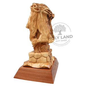 
                  
                    Load image into Gallery viewer, Hand Wood Carved Jesus Bust Bethlehem Olive Wood Statue from the Holy Land Side and Back Views
                  
                