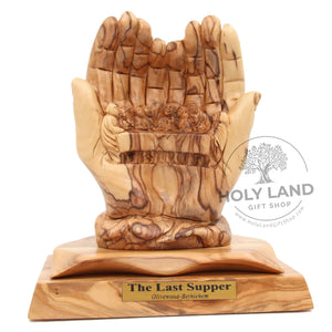 
                  
                    Load image into Gallery viewer, Last Supper Hands Olive Wood Carving Front View
                  
                