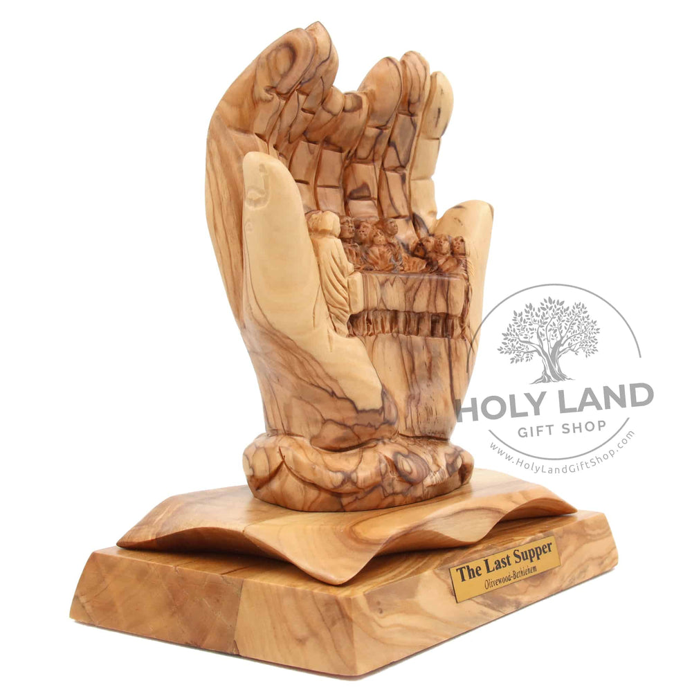 Last Supper Hands Olive Wood Carving Side View