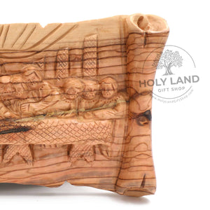 
                  
                    Load image into Gallery viewer, Last Supper Bethlehem Olive Wood Wall Hanging Plaque from the Holy Land Close-Up View
                  
                