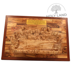 
                  
                    Load image into Gallery viewer, Last Supper Bethlehem Olive Wood Wall Plaque from the Holy Land Front View
                  
                