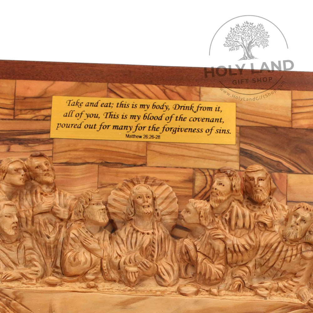 Last Supper Bethlehem Olive Wood Wall Plaque from the Holy Land Close-Up