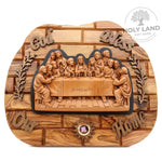 Last Supper Jerusalem Olive Wood and Porcelain Wall Plaque Front View
