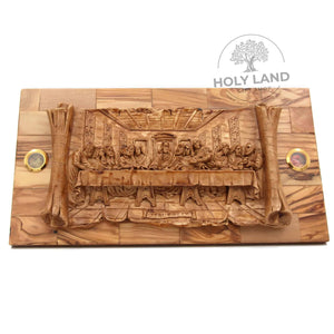 
                  
                    Load image into Gallery viewer, Holy Land Last Supper Plaque Hand Carved in Olive Wood Front View
                  
                
