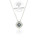Jerusalem Gemstone Light Fuchsia Cross from the Holy Land Closed