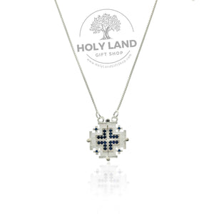 
                  
                    Load image into Gallery viewer, Jerusalem Gemstone Light Fuchsia Cross from the Holy Land Closed
                  
                