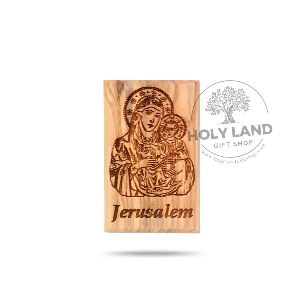 Mary and Baby Jesus Bethlehem Olive Wood Magnet from the Holy Land