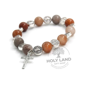 
                  
                    Load image into Gallery viewer, Natural Biblical Stone Jasper Rosary Bracelet from the Holy Land Right View
                  
                