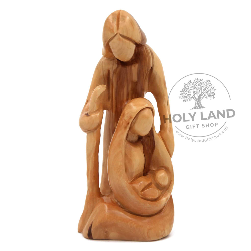 
                  
                    Load image into Gallery viewer, Bethlehem Olive Wood Abstract Holy Family Front View
                  
                
