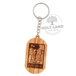 Holy Land Olive Wood Carved Traveling Holy Family Keychain
