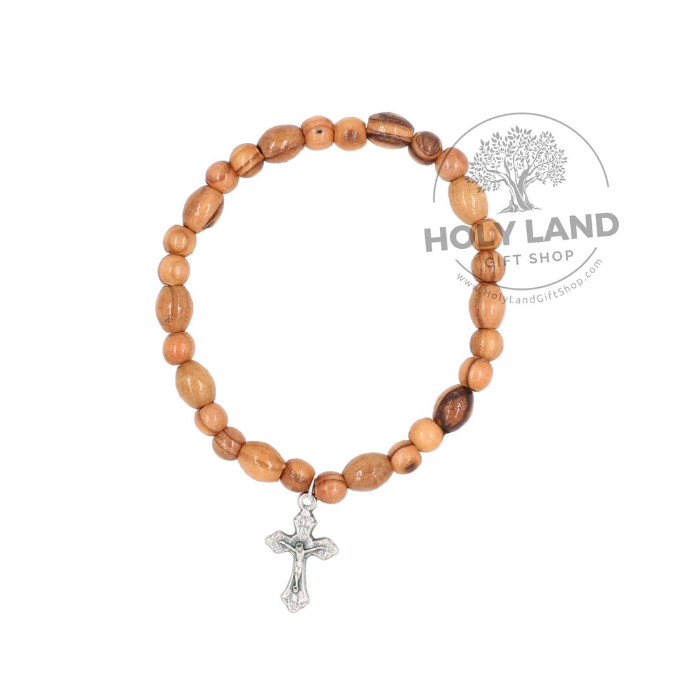 Bethlehem Olive Wood Corded Bracelet with Charm from the Holy Land