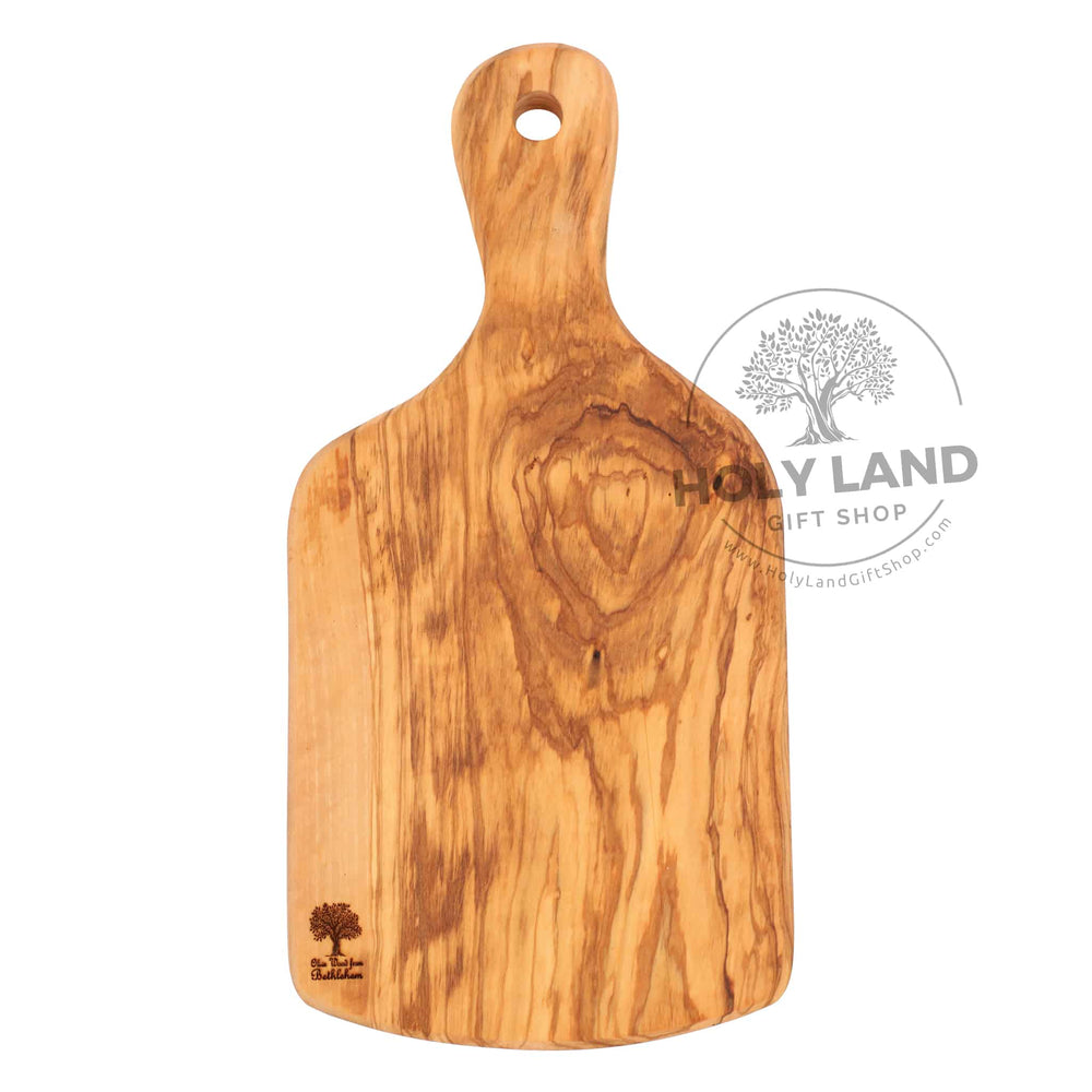 Large Bethlehem Olive Wood Cutting Board with Olive Tree Carving from the Holy Land