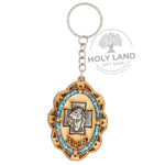 Holy Land Olive Wood Eight Petal Keychain