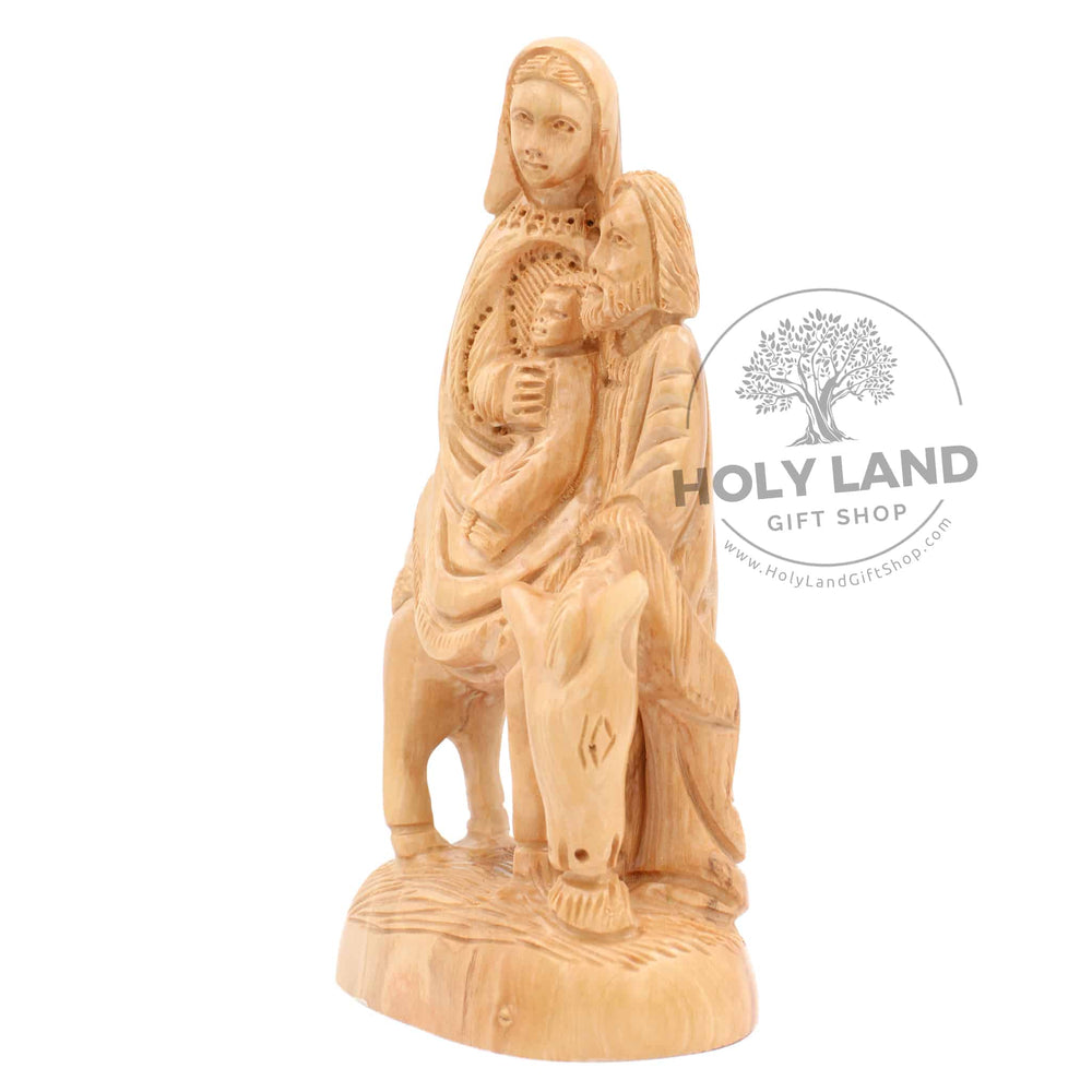 Bethlehem Olive Wood Flight into Egypt artifact from the Holy Land Side View