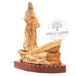 Bethlehem Olive Wood Hand Carved Fisherman Boat from the Holy Land Front View