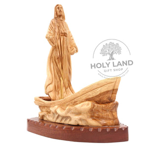 
                  
                    Load image into Gallery viewer, Bethlehem Olive Wood Hand Carved Fisherman Boat from the Holy Land Front View
                  
                