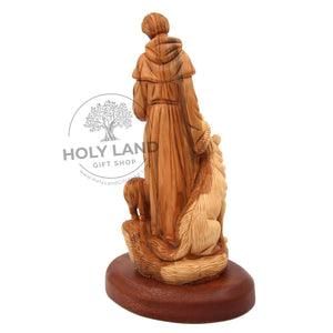 
                  
                    Load image into Gallery viewer, Holy Land Jerusalem Olive Wood Hand Carved St. Francis Statue Back View
                  
                